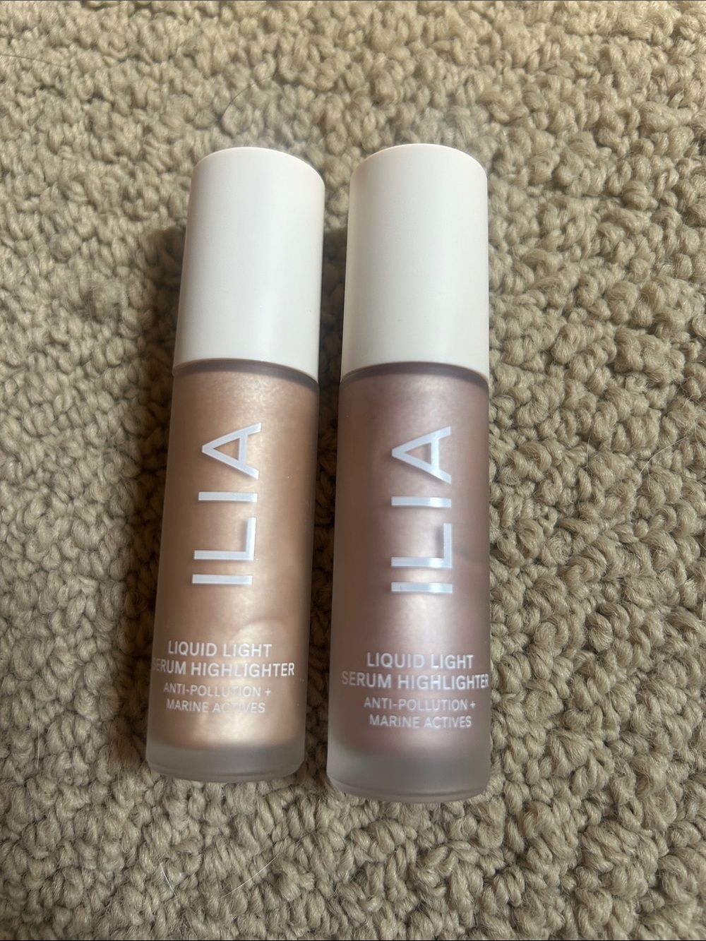 ILIA Liquid Light Serum Highlighter — Warm Gold & Soft Champagne bundle